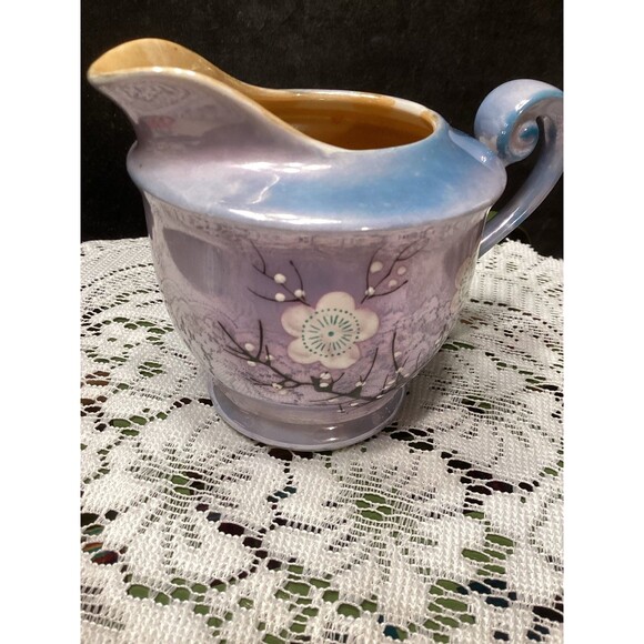 Vintage Occupied Japan Lustercraft Cherry Blossoms Creamer - Picture 2 of 10